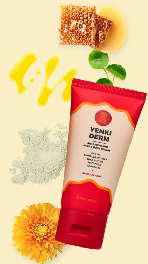 Una imagen de los ingredientes de Yenki derm cream